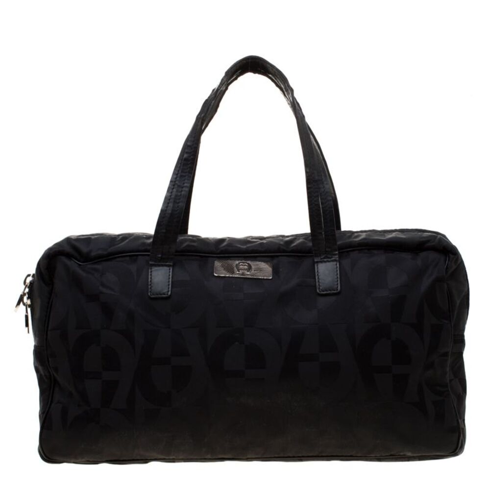 Aigner Black Nylon And Leather Satchels